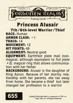 1991 TSR Advanced Dungeons & Dragons - Silver #655 Princess Alusair Back