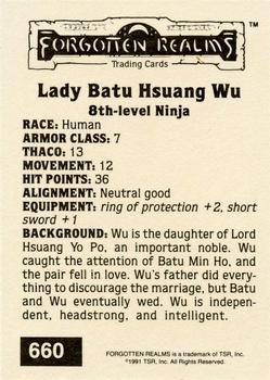 1991 TSR Advanced Dungeons & Dragons - Silver #660 Lady Batu Hsuang Wu Back