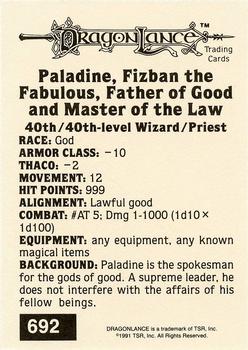 1991 TSR Advanced Dungeons & Dragons - Silver #692 Paladine, Fizban the Fabulous Back