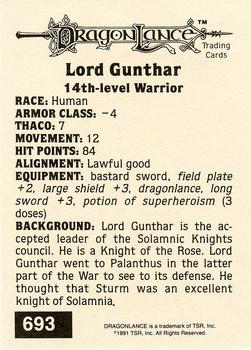 1991 TSR Advanced Dungeons & Dragons - Silver #693 Lord Gunthar Back