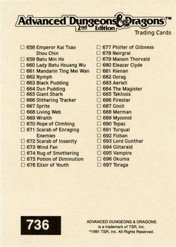 1991 TSR Advanced Dungeons & Dragons - Silver #736 Checklist 17 -- 658-697 Back