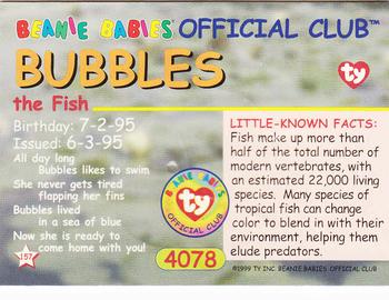 1999 Ty Beanie Babies II #157 Bubbles the Fish Back