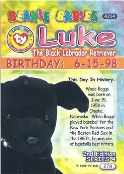1999 Ty Beanie Babies IV #278 Luke [rare] Back