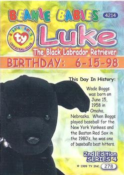 1999 Ty Beanie Babies IV #278 Luke [rare] Back