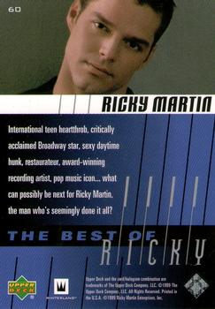 1999 Upper Deck Ricky Martin #60 International teen heartthrob, critically acc Back