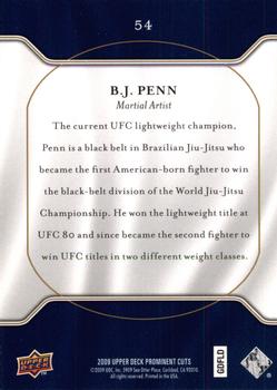 2009 Upper Deck Prominent Cuts #54 B.J. Penn Back