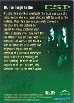 2003 Strictly Ink CSI Series 1 #16 Too Tough to Die Back