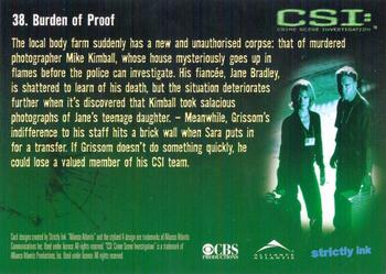 2003 Strictly Ink CSI Series 1 #38 Burden of Proof Back