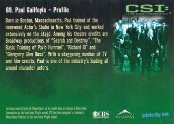 2003 Strictly Ink CSI Series 1 #69 Paul Guilfoyle - Profile Back