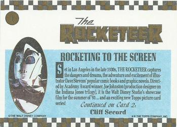 1991 Topps The Rocketeer #1 Rocketing to the Screen / Title Card Back