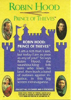 1991 Topps Robin Hood: Prince of Thieves (55) #1 Robin Hood: Prince of Thieves Back