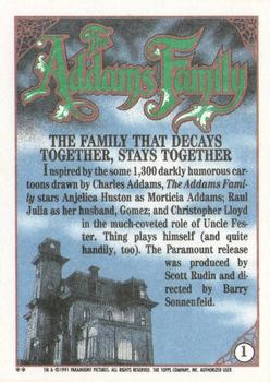 1991 Topps The Addams Family #1 Title Card Back