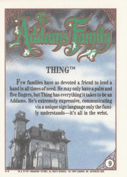1991 Topps The Addams Family #9 Thing Back