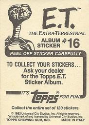 1982 Topps E.T. The Extraterrestrial Album Stickers #16 Elliott, Gertie, E.T. in woods (upper right) Back