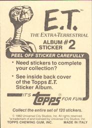1982 Topps E.T. The Extraterrestrial Album Stickers #2 Elliott and friend (upper right) Back