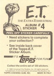 1982 Topps E.T. The Extraterrestrial Album Stickers #4 Elliott and friend (lower right) Back