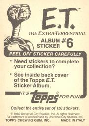 1982 Topps E.T. The Extraterrestrial Album Stickers #6 E.T. in plaid shirt (upper right) Back