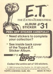 1982 Topps E.T. The Extraterrestrial Album Stickers #31 E.T. with branch shadows (left) Back