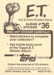 1982 Topps E.T. The Extraterrestrial Album Stickers #36 Elliott startled Back