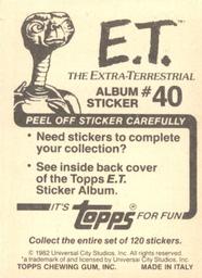 1982 Topps E.T. The Extraterrestrial Album Stickers #40 Face to face Back