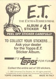 1982 Topps E.T. The Extraterrestrial Album Stickers #41 Communicating near chair (top) Back