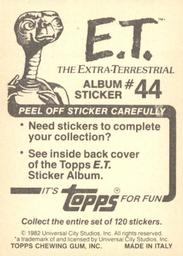 1982 Topps E.T. The Extraterrestrial Album Stickers #44 E.T. in bike carrier (left) Back