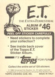 1982 Topps E.T. The Extraterrestrial Album Stickers #46 Elliott in quarantine Back