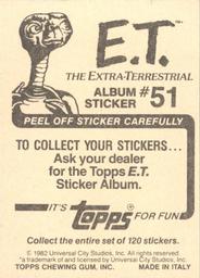 1982 Topps E.T. The Extraterrestrial Album Stickers #51 Out of the closet (top) Back