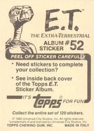 1982 Topps E.T. The Extraterrestrial Album Stickers #52 Out of the closet (bottom) Back