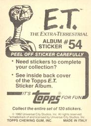 1982 Topps E.T. The Extraterrestrial Album Stickers #54 Spooked by TV (upper left) Back