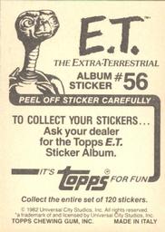 1982 Topps E.T. The Extraterrestrial Album Stickers #56 Spooked by TV (lower left) Back