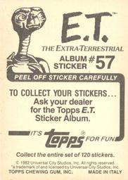 1982 Topps E.T. The Extraterrestrial Album Stickers #57 Spooked by TV (lower right) Back