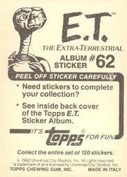 1982 Topps E.T. The Extraterrestrial Album Stickers #62 Grabbed in classroom (center) Back