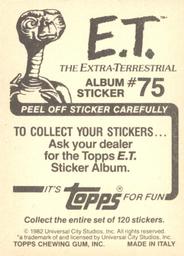 1982 Topps E.T. The Extraterrestrial Album Stickers #75 Dressed by Gertie (upper left) Back