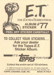 1982 Topps E.T. The Extraterrestrial Album Stickers #77 Dressed by Gertie (lower left) Back