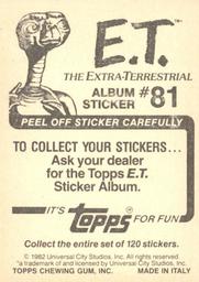 1982 Topps E.T. The Extraterrestrial Album Stickers #81 Gertie dress-up exposed (right) Back