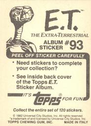 1982 Topps E.T. The Extraterrestrial Album Stickers #93 Buddies say goodbye Back
