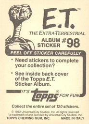 1982 Topps E.T. The Extraterrestrial Album Stickers #98 Lookee there (lower left) Back