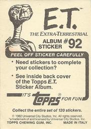 1982 Topps E.T. The Extraterrestrial Album Stickers #92 Phoning home (bottom) Back
