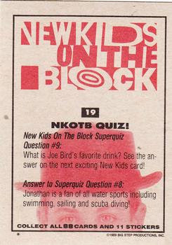 1989 Topps New Kids on the Block #19 NKOTB Quiz! Question #9 Back
