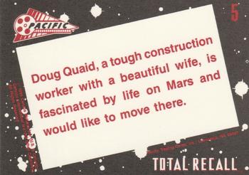 1990 Pacific Total Recall #5 Doug Quaid - Construction Worker Back