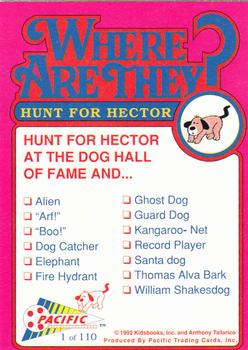 1992 Pacific Where are They? #1 Hunt for Hector    at the Dog Hall of Fame Back