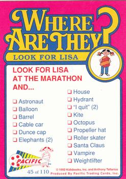 1992 Pacific Where are They? #45 Look for Lisa      at the marathon Back