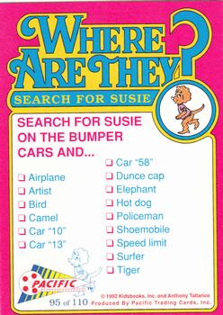 1992 Pacific Where are They? #95 Search for Susie   on the bumper cars Back
