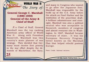 1992 Pacific The Story of World War II #25 General George C. Marshall Back