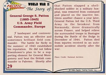 1992 Pacific The Story of World War II #29 General George S. Patton Back
