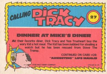 1990 O-Pee-Chee Dick Tracy Movie #27 Dinner at Mike's Diner Back