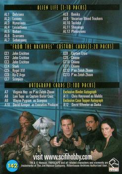 2001 Rittenhouse Farscape Season 2 #142 Alien Life / Costume / Autograph (Checklist Back