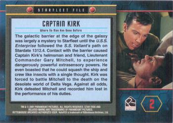 2001 Rittenhouse Star Trek 35th Anniversary HoloFEX #2 Captain Kirk Back