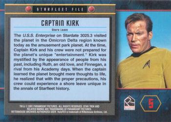 2001 Rittenhouse Star Trek 35th Anniversary HoloFEX #5 Captain Kirk Back